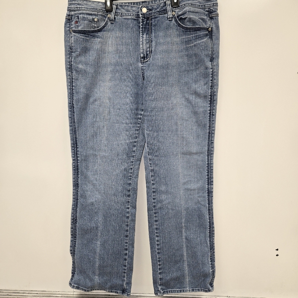 Seven7 Women Sz 20 Premium Denim Classic Blue Jean High Rise Inseam 31" Straight